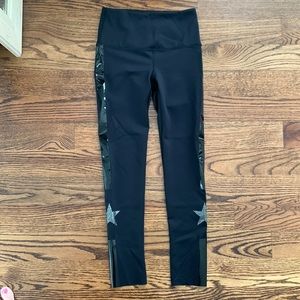 Noli Yoga Black Leggings with Star and Stripe Detail